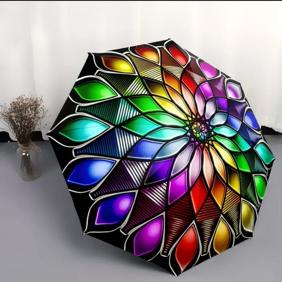 ποΈ π³οΈβπβοΈKALEIDOSCOPE OF COLOUR BURST COMPACT UMBRELLA βοΈπ³οΈβπ - Picture 2 of 7